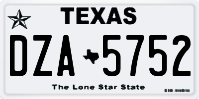 TX license plate DZA5752