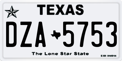 TX license plate DZA5753