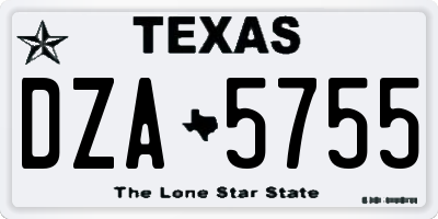 TX license plate DZA5755