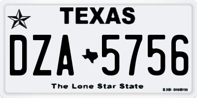 TX license plate DZA5756
