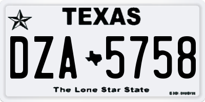 TX license plate DZA5758