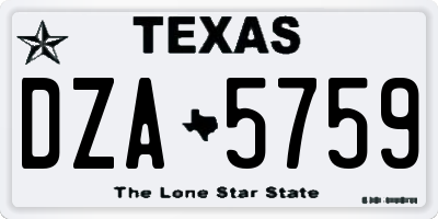 TX license plate DZA5759