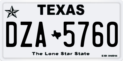 TX license plate DZA5760