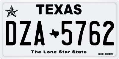 TX license plate DZA5762