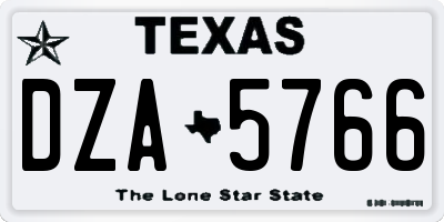 TX license plate DZA5766
