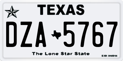 TX license plate DZA5767