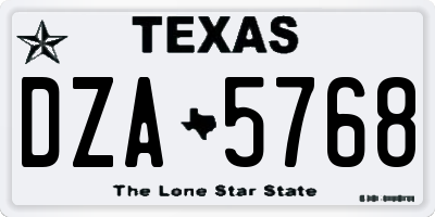 TX license plate DZA5768