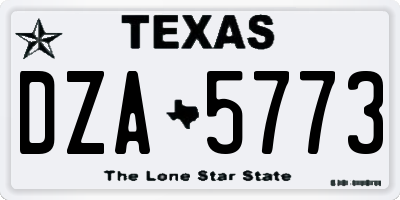 TX license plate DZA5773