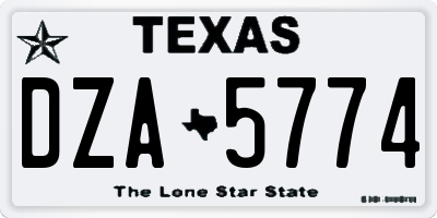 TX license plate DZA5774