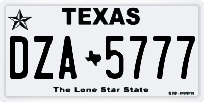 TX license plate DZA5777