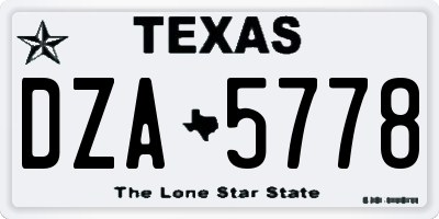 TX license plate DZA5778