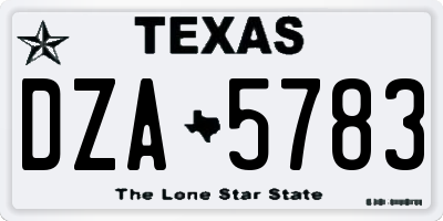 TX license plate DZA5783