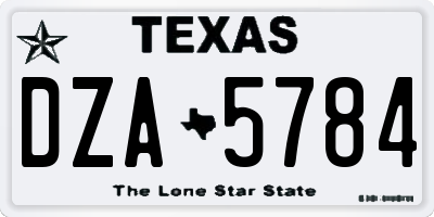 TX license plate DZA5784