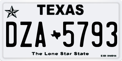 TX license plate DZA5793