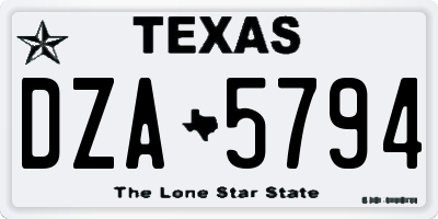 TX license plate DZA5794