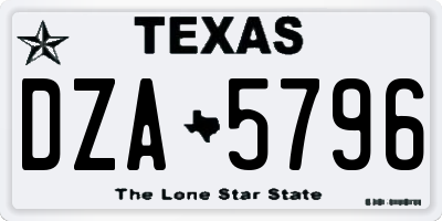 TX license plate DZA5796