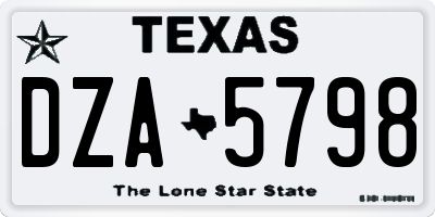TX license plate DZA5798