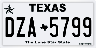 TX license plate DZA5799