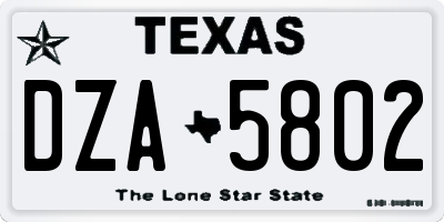TX license plate DZA5802