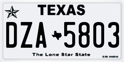 TX license plate DZA5803