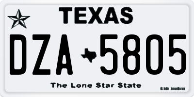 TX license plate DZA5805