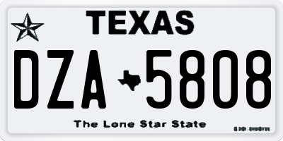 TX license plate DZA5808