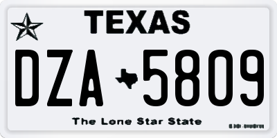 TX license plate DZA5809