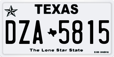 TX license plate DZA5815