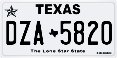 TX license plate DZA5820