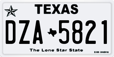 TX license plate DZA5821