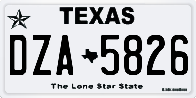 TX license plate DZA5826