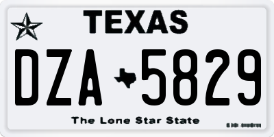 TX license plate DZA5829