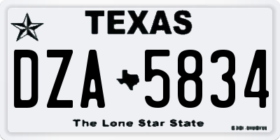 TX license plate DZA5834