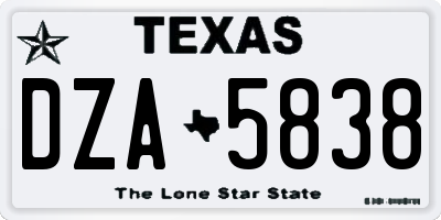 TX license plate DZA5838