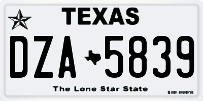 TX license plate DZA5839
