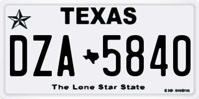 TX license plate DZA5840