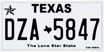 TX license plate DZA5847