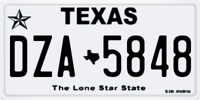 TX license plate DZA5848