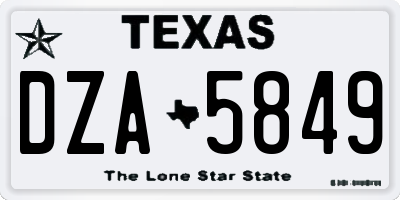 TX license plate DZA5849