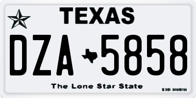 TX license plate DZA5858