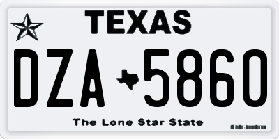 TX license plate DZA5860