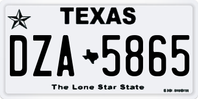TX license plate DZA5865