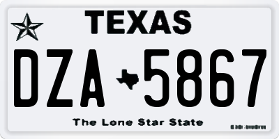 TX license plate DZA5867