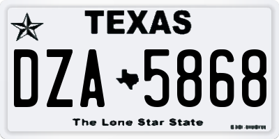 TX license plate DZA5868