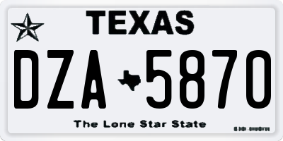 TX license plate DZA5870
