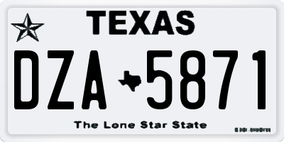 TX license plate DZA5871