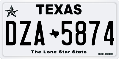 TX license plate DZA5874