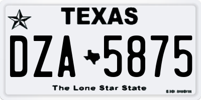 TX license plate DZA5875