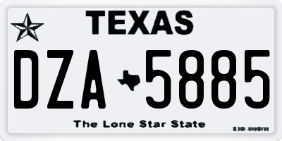 TX license plate DZA5885