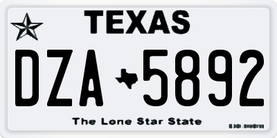 TX license plate DZA5892